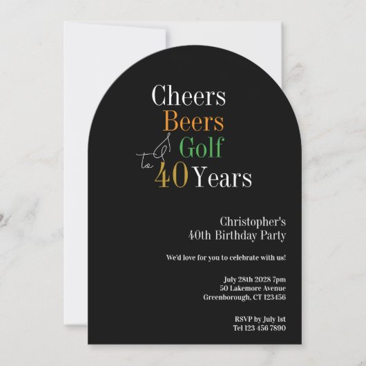 Invitation pour une fête d'anniversaire de 40 ans (Devant)