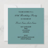 Invitation pour une fête d'anniversaire de 40 ans  (Dos)