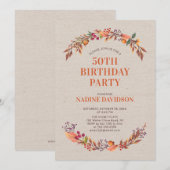 Invitation pour une fête d'anniversaire de 50 ans  (Devant / Derrière)