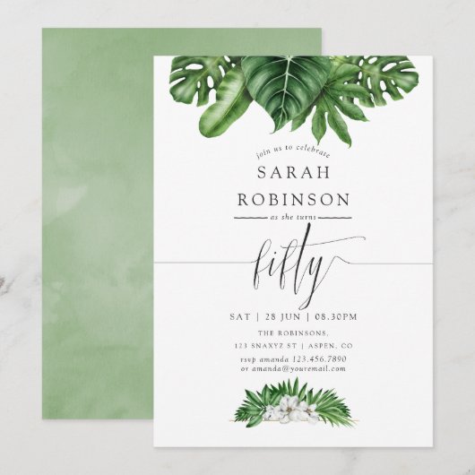 Invitation pour une fête d'anniversaire de 50 ans (Devant / Derrière)