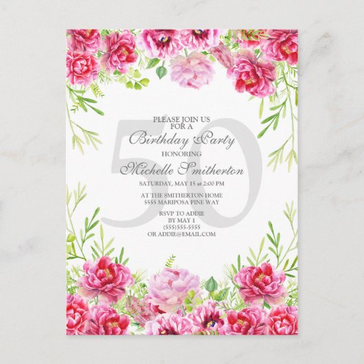 Invitation pour une fête d'anniversaire de 50 ans (Devant)