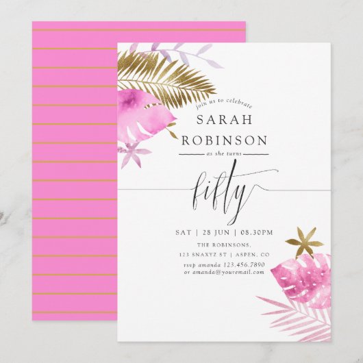 Invitation pour une fête d'anniversaire de 50 ans (Devant / Derrière)