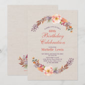 Invitation pour une fête d'anniversaire de 60 ans (Devant / Derrière)