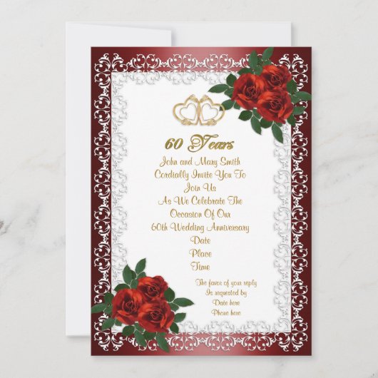 Invitation pour une fête d'anniversaire de 60 ans (Devant)