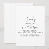 Invitation pour une fête d'anniversaire de 70 ans  (Devant / Derrière)