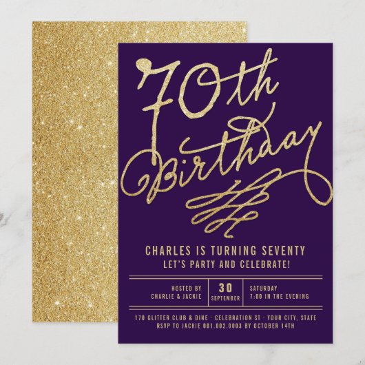 Invitation pour une fête d'anniversaire de 70 ans (Devant / Derrière)