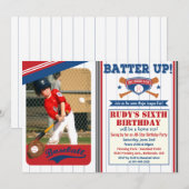 Invitation pour une fête d'anniversaire de basebal (Devant / Derrière)