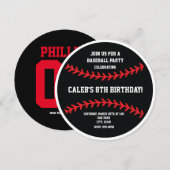 Invitation pour une fête d'anniversaire de basebal (Devant / Derrière)