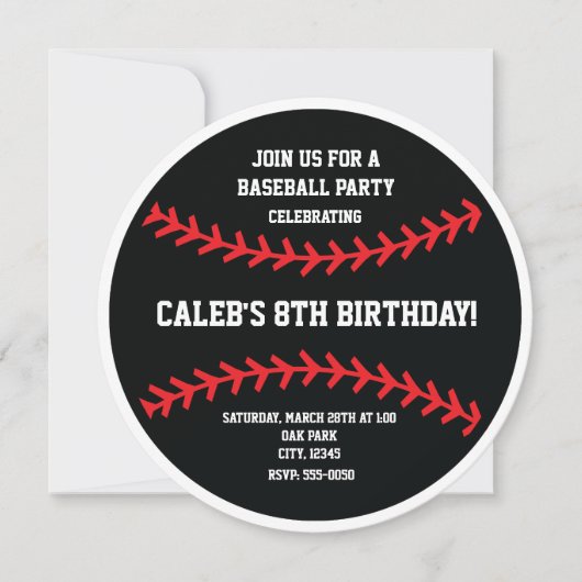 Invitation pour une fête d'anniversaire de basebal (Devant)