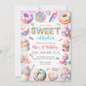 Invitation pour une fête d'anniversaire de bonbons (Devant)