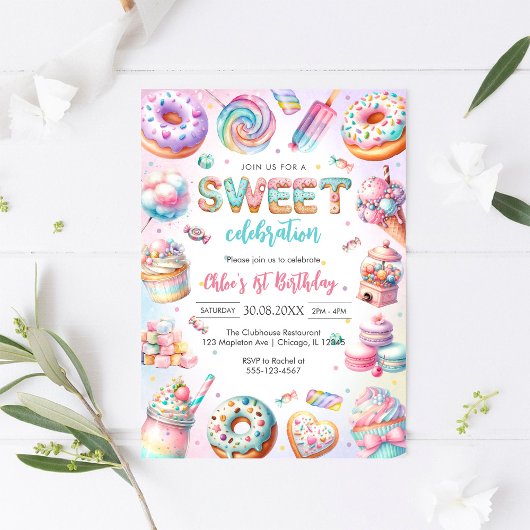 Invitation pour une fête d'anniversaire de bonbons