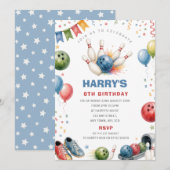 Invitation pour une fête d'anniversaire de bowling (Devant / Derrière)