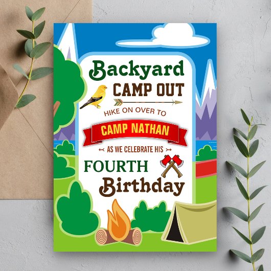 Invitation pour une fête d'anniversaire de camping