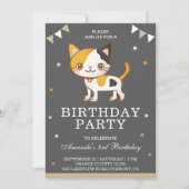 Invitation pour une fête d'anniversaire de chaton (Devant)