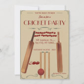 Invitation pour une fête d'anniversaire de cricket (Devant)