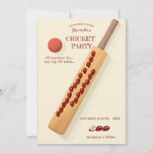 Invitation pour une fête d'anniversaire de cricket (Devant)
