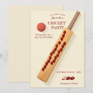 Invitation pour une fête d'anniversaire de cricket