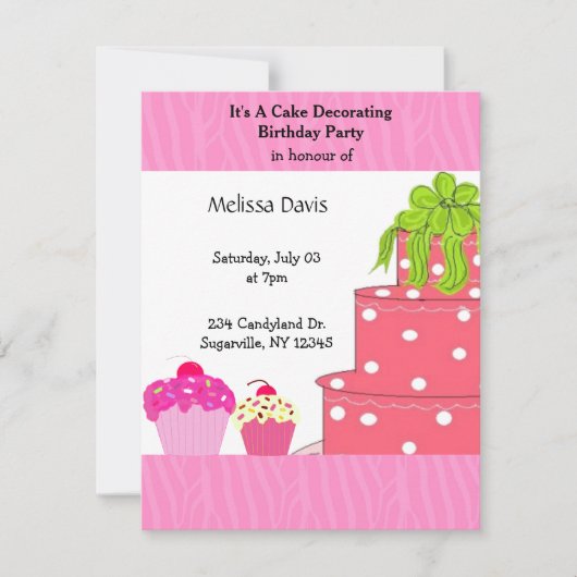 Invitation pour une fête d'anniversaire de décorat (Devant)