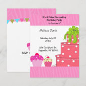 Invitation pour une fête d'anniversaire de décorat (Devant / Derrière)