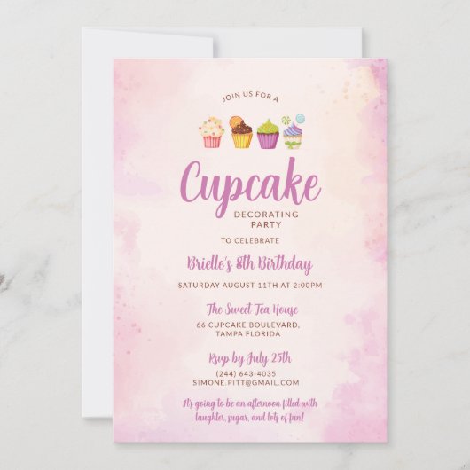 Invitation pour une fête d'anniversaire de décorat (Devant)