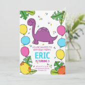 Invitation pour une fête d'anniversaire de dinosau (Debout devant)