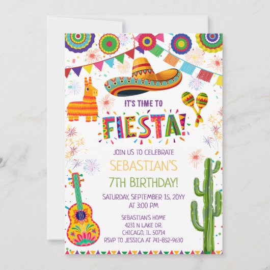 Invitation pour une fête d'anniversaire de Fiesta (Devant)