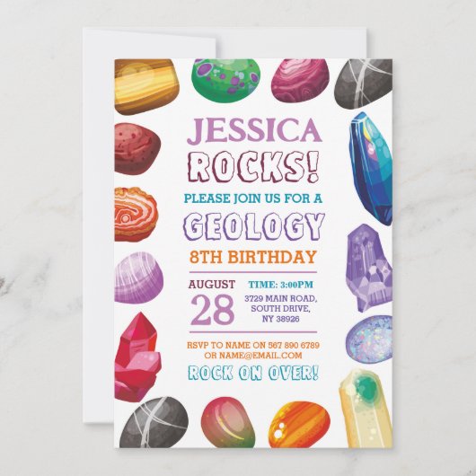Invitation pour une fête d'anniversaire de géologi (Devant)
