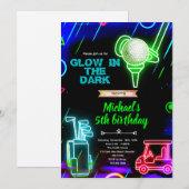 Invitation pour une fête d'anniversaire de golf né (Devant / Derrière)