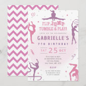 Invitation pour une fête d'anniversaire de gymnast (Devant / Derrière)