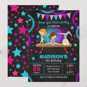 Invitation pour une fête d'anniversaire de gymnast