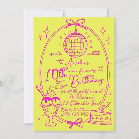 Invitation pour une fête d'anniversaire de la Fill (Devant)