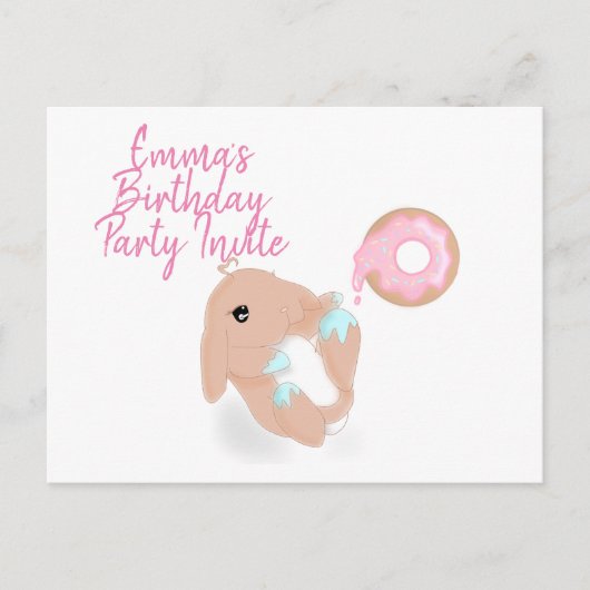 Invitation pour une fête d'anniversaire de lapin d (Devant)