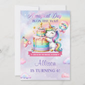 Invitation pour une fête d'anniversaire de licorne (Devant)