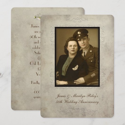 Invitation pour une fête d'anniversaire de mariage (Devant / Derrière)