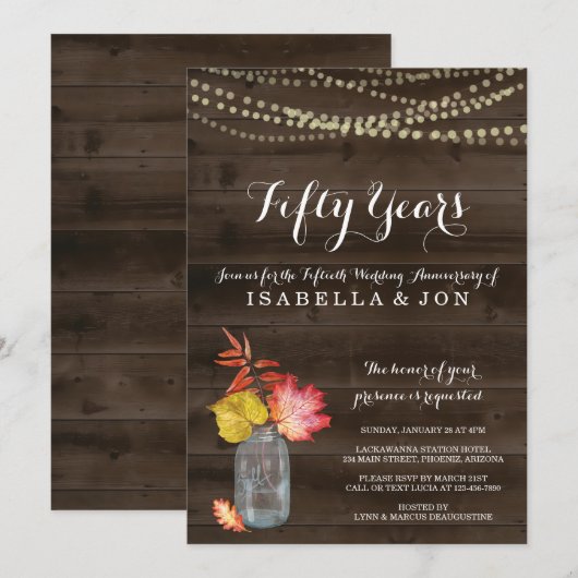 Invitation pour une fête d'anniversaire de mariage (Devant / Derrière)