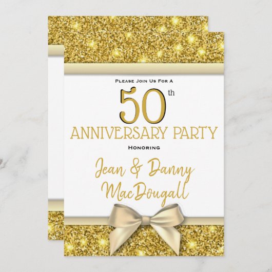 Invitation pour une fête d'anniversaire de mariage (Devant / Derrière)