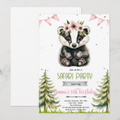 Invitation pour une fête d'anniversaire de mouffet (Devant / Derrière)