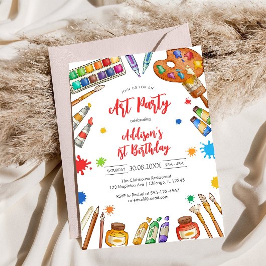 Invitation pour une fête d'anniversaire de peintur