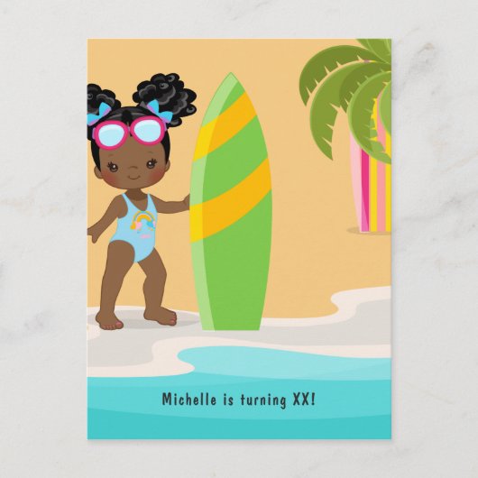 Invitation pour une fête d'anniversaire de plage p (Devant)