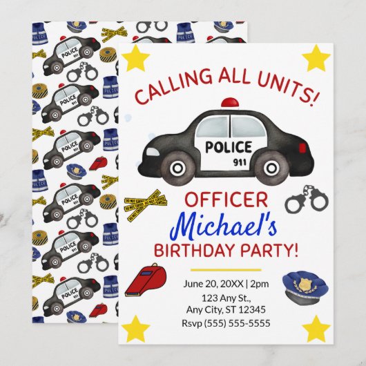 Invitation pour une fête d'anniversaire de politiq (Devant / Derrière)