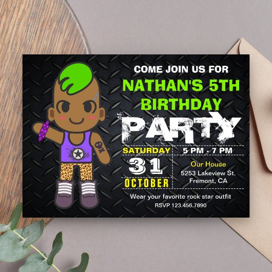 Invitation pour une fête d'anniversaire de rock st