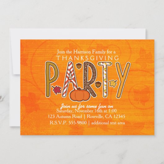 Invitation pour une fête d'anniversaire de Thanksg (Devant)