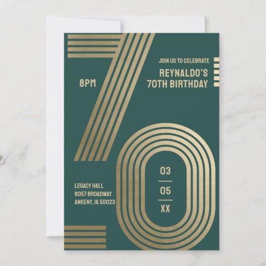 Invitation pour une fête d'anniversaire des 70 ans (Devant)