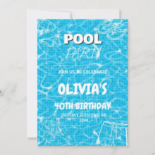 Invitation pour une fête d'anniversaire d'été pour (Devant)