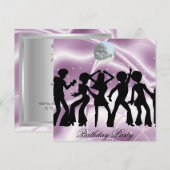 Invitation pour une fête d'anniversaire disco danc (Devant / Derrière)