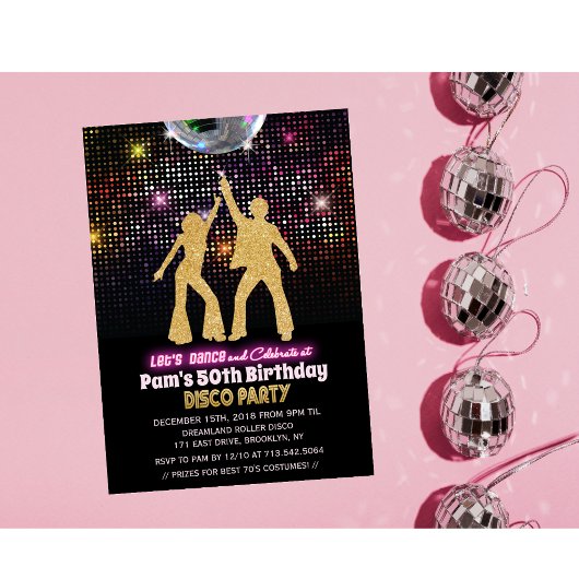 Invitation pour une fête d'anniversaire disco tout