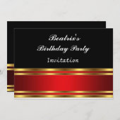 Invitation pour une fête d'anniversaire en noir, r (Devant / Derrière)