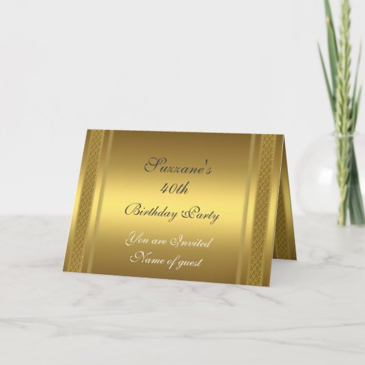 Invitation pour une fête d'anniversaire en or (Devant)
