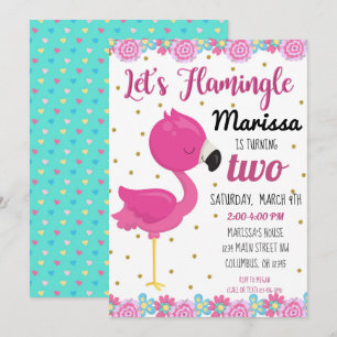 Invitation pour une fête d'anniversaire Flamant, F