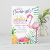 Invitation pour une fête d'anniversaire Flamingle  (Debout devant)